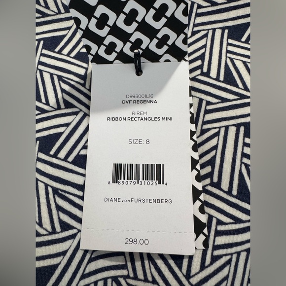 Diane Von Furstenberg DVF Regenna Ribbon Rectangles Stretch Sheath‎ Dress Size 8 - Picture 7 of 12